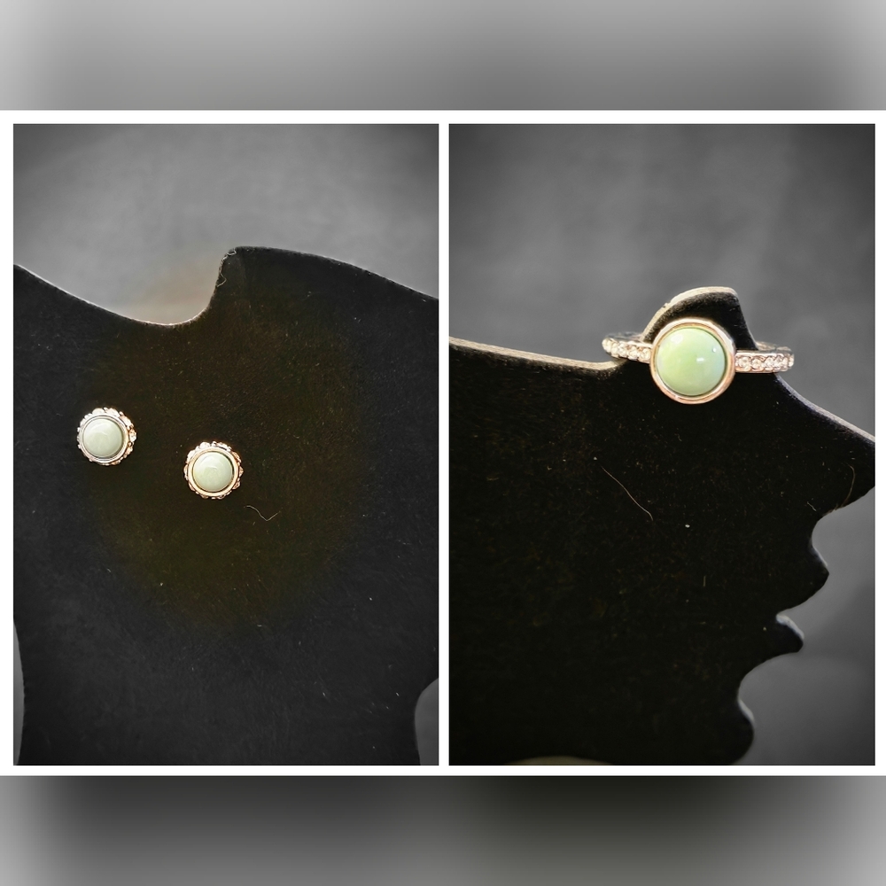Lia Sophia Green Gemstone Silver Set